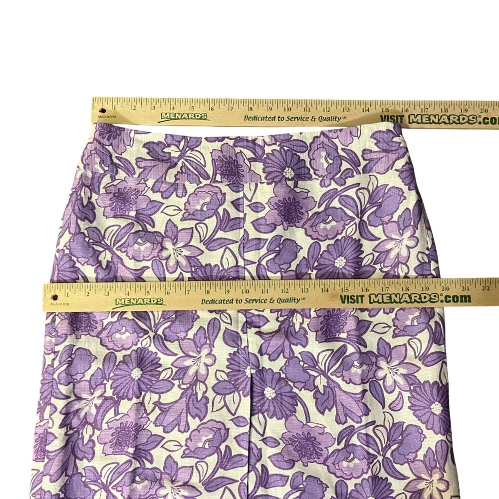 Ann Taylor LOFT Skirt Womens 8 NEW Purple Floral Linen Blend Lined - Picture 10 of 15